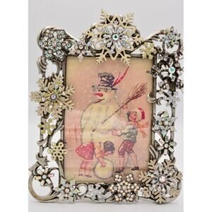 Kirks Folly Winter Blizzard Snowflake Picture Frame New Vintage Christmas Winter